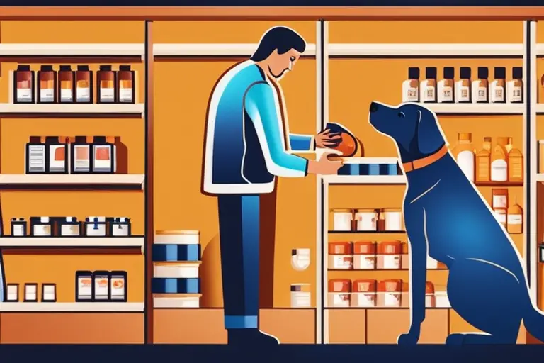 Image of a person consulting with a veterinarian about supplements for their old dog