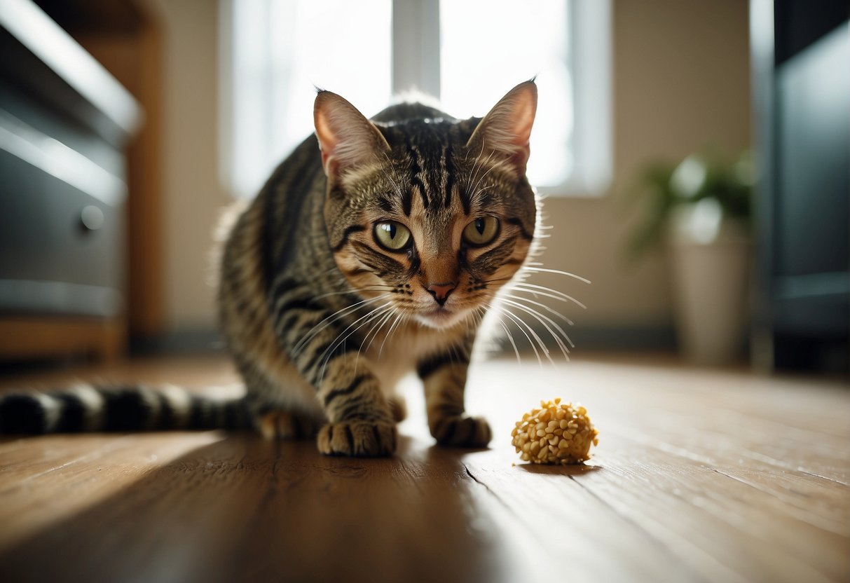 cat with food ball