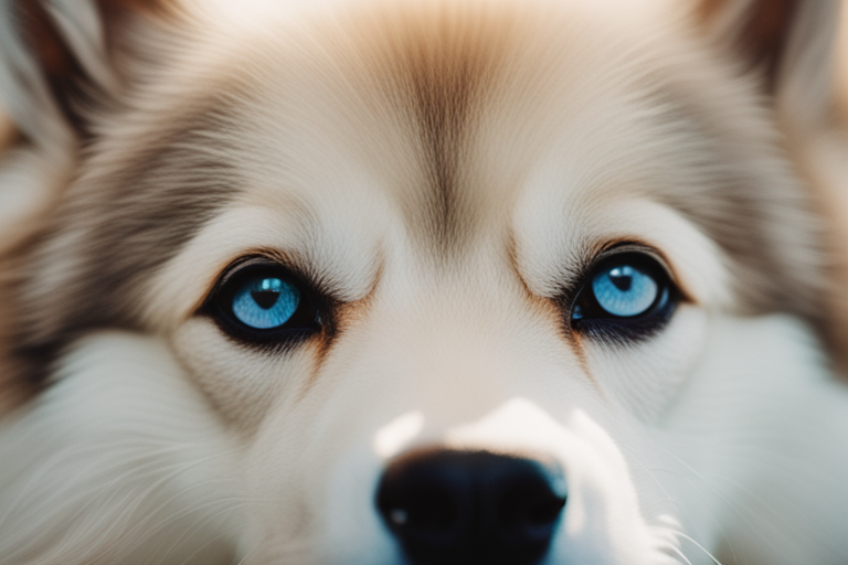 Close-up of an Eskimo dog's distinctive features