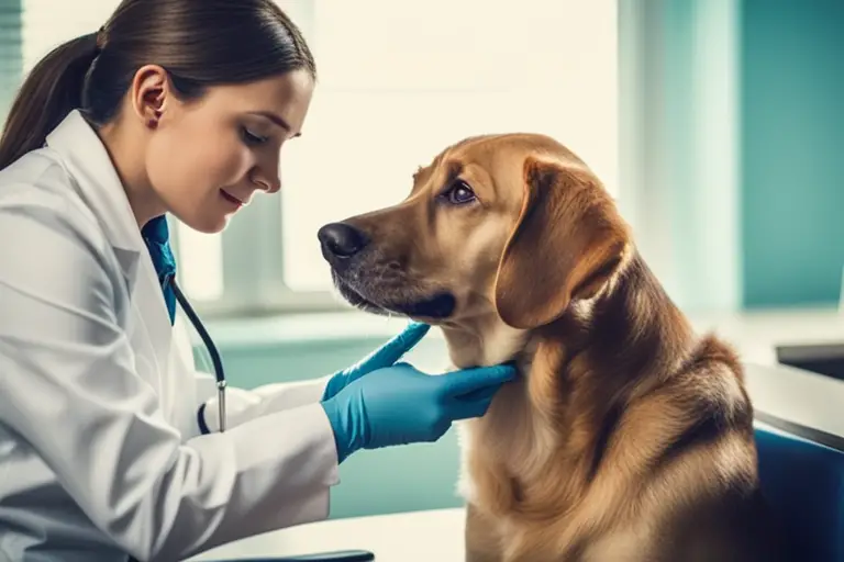 Image of a dog receiving a check-up at the veterinarian's office