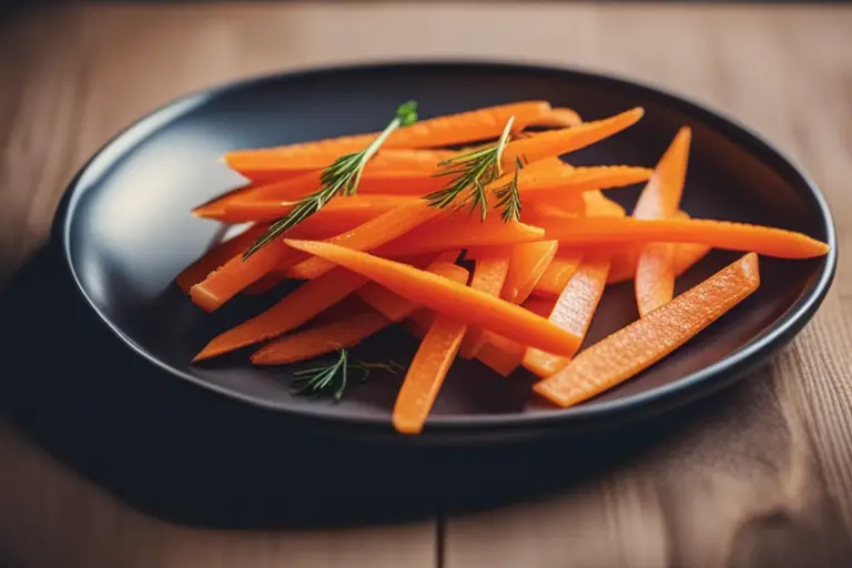 carrot strips cut on a plate