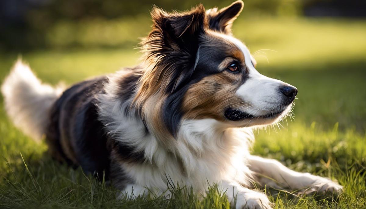 Image of a dog outdoors, with its tail wagging happily and looking confident.