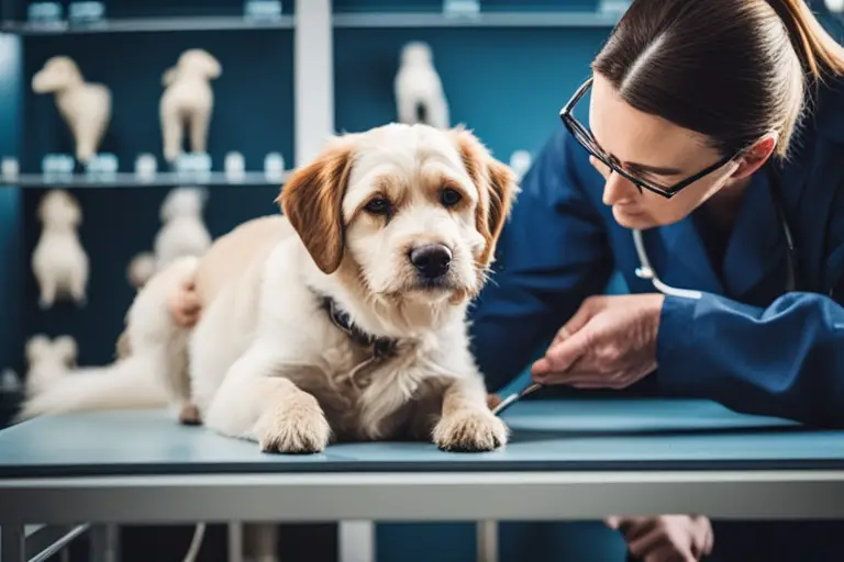 Image of a veterinarian examining a dog