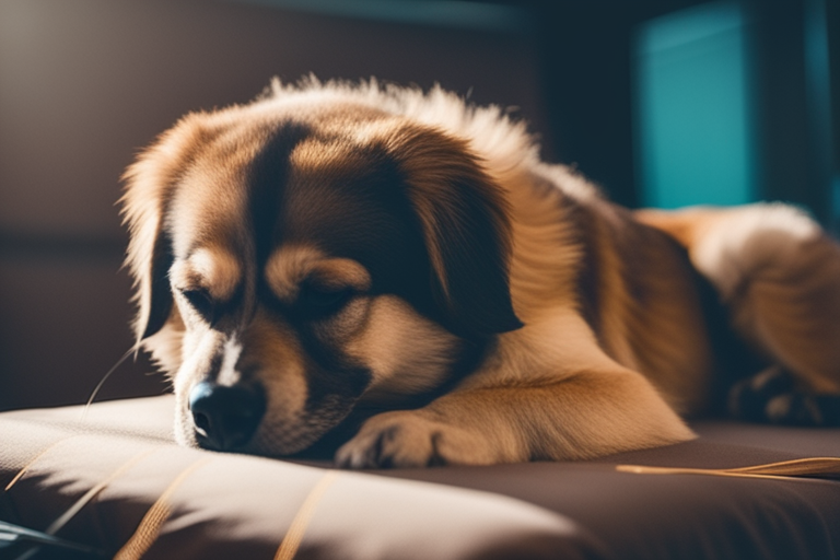 Photo of a dog receiving acupuncture or massage therapy