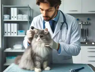 vet examine cat ear