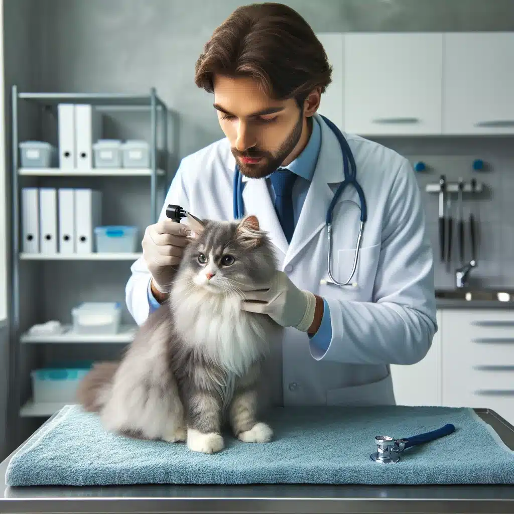 vet examine cat ear