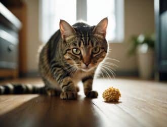 cat with food ball