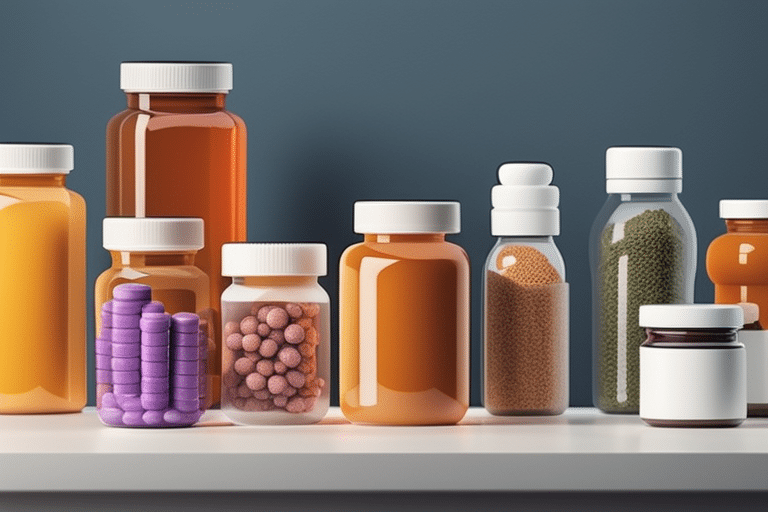 Illustration of different types of supplements such as joint support