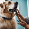 Image of an older dog being groomed or receiving affection from its owner