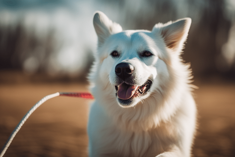 Image of an Eskimo dog engaging in an activity