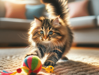 a cat playing with a toy