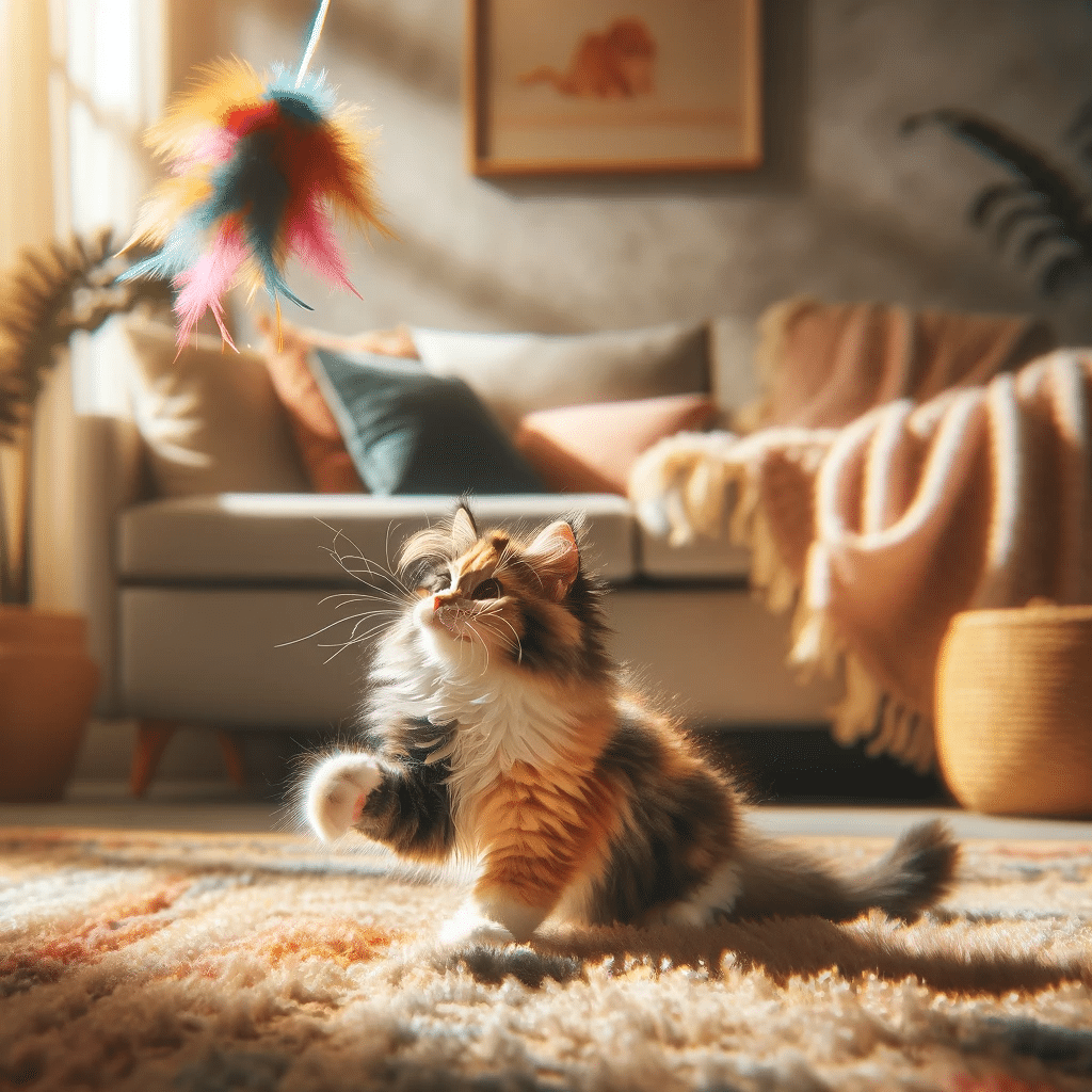 cat playing with a cat toy