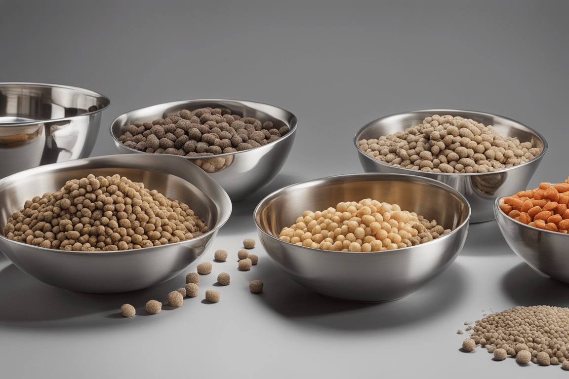 An assortment of dry kibble