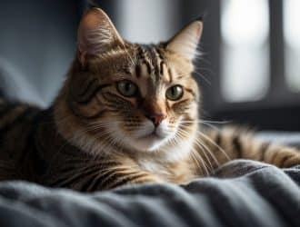 A cat sits calmly as its ears are gently wiped with a damp cloth, followed by a cotton swab to remove any excess dirt or wax