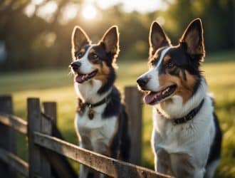 Dogs deterred by angled fence toppers and motion-activated deterrent devices